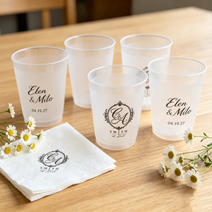 Gobelets en plastique givré personnalisés de 300 ml (12 oz) et 14 oz, à paroi simple, réutilisables, pour thé, cocktails, boissons et serviettes - Product Image 1