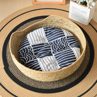 Lit pour chat en rotin tressé, couleur unie, lavable, panier pour chat, mobilier pour animaux de compagnie toutes saisons, OEM ODM