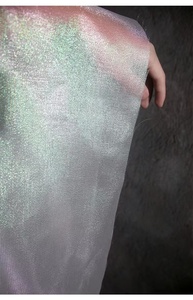Tela de tul brillante con efecto láser y organza gruesa, con degradado de color, para vestidos de boda y fiestas. - Product Image 5