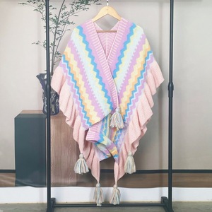 Fall Winter Cardigan Loose Blouse Tops <strong>Women</strong> Knit Stripe <strong>Cape</strong> Sweater <strong>Women</strong> Casual Scarf <strong>Coat</strong> - Product Image 4