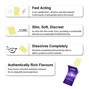 Vente en gros de bandes orales à dissolution rapide Sleep Well Melatonin + GABA, véganes, sans gluten, pour soulager le stress nocturne, améliorer la mémoire, pour adultes - Product Image 3