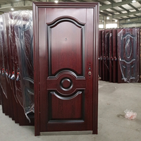TECHTOP Porte d'entrée principale ornementale en fer de style classique Porte métallique de sécurité extérieure avec serrure pour la maison et la maison