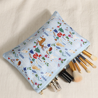 Pochette de maquillage personnalisée en toile imprimée, trousse de toilette de voyage, étui à cosmétiques en toile, pochette de rangement
