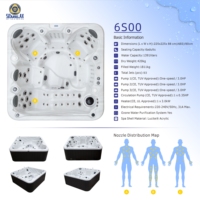 Bain à remous extérieur autoportant moderne pour 6 personnes en acrylique avec drain, Bluetooth, massage, purification de l'eau à l'ozone, idéal pour hôtel