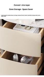 Table de chevet en bois avec plateau en ardoise, 2 tiroirs, style minimaliste moderne haut de gamme, prix d'usine YISI, mobilier de chambre à coucher simple et luxueux - Product Image 5