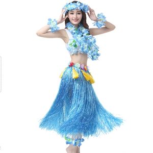 Conjunto de falda de hierba <span class=keywords><strong>Hula</strong></span> gruesa profesional de 80cm-Traje de baile Hawaiano para adultos de 8 piezas para mujeres - Product Image 5