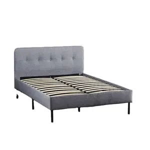 Winforce Factory Wholesale Wooden Frame Bed Dorm Light Luxury Double Deck Fabric Upholstered Platform Bed Frame