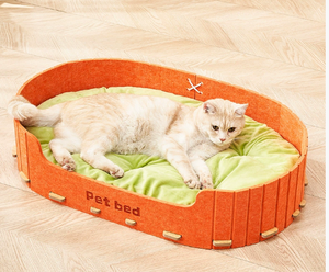 Cama para Gatos de Fieltro Sostenible con Carcasa Rígida Resistente a los Arañazos y Absorbente de Sonido, Duradera, para Varios Gatos, con Correa Extraíble - Product Image 2