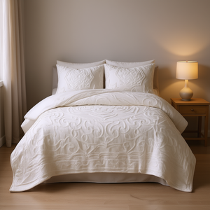 Ensemble de housse de couette en coton chenille capitonnée Db Medallion, 3 pièces, literie classique matelassée pour usage domestique - Product Image 2