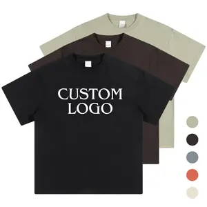Camiseta de colheita masculina, camiseta folgada de manga curta 305gsm de alta qualidade, fabricante de camisetas lisas personalizadas