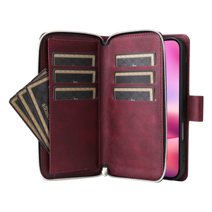 Étui portefeuille pour <span class=keywords><strong>iPhone</strong></span> 16 porte-cartes multifonctionnel antichoc en cuir PU fermeture éclair étuis de téléphone portable pour <span class=keywords><strong>iPhone</strong></span> - Product Image 4