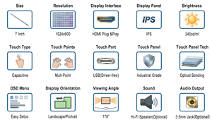 Module d'affichage <span class=keywords><strong>LCD</strong></span> TFT IPS <span class=keywords><strong>7</strong></span> pouces 1024x600 Raspberry Pi avec écran tactile capacitif et carte de développement HD-MI - Product Image 6
