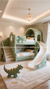 <span class=keywords><strong>Lit</strong></span> dinosaure pour chambre à thème garçon, <span class=keywords><strong>lit</strong></span> superposé, <span class=keywords><strong>lit</strong></span> mezzanine double, <span class=keywords><strong>avec</strong></span> toboggan et <span class=keywords><strong>rangement</strong></span>, adapté aux jeunes enfants et aux adultes - Product Image 3