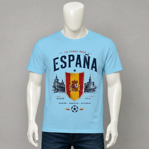 Camiseta de Fútbol de la Selección Nacional de España para Hombre, Manga Corta, Tejido de Algodón, Diseño Casual Estampado, Cuello Redondo, Corte Holgado, Estilo Vintage - Product Image 3