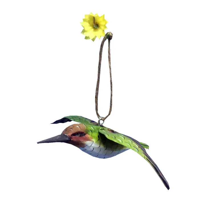 Asas de metal decorativas voadores, pássaro de madeira hummingbird