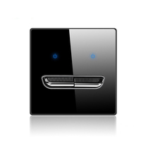 Panneau d'interrupteur en verre trempé LED 86x86mm, auto-réinitialisation 1/2/3/4 Gang, panneau de prise d'interrupteur à bascule rétro 86 Type 16A prises de panneau mural