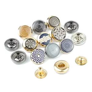 Jinyi Button Factory OEM ODM Arabic Muslim Garments Thobe Metal Press Button Zinc Alloy Logo Custom Snap Button