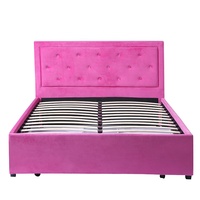 Lit plateforme rembourré avec tête de lit capitonnée en losanges, matelas taille KING et 2 tiroirs de rangement – Vente directe fournisseur