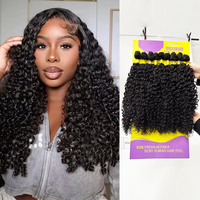 Extensions de Cheveux Synthétiques en Fibre Brésilienne, Perruque Sans Nœuds, Cheveux Premium Bio Organiques en Fibre Protéinée, Tissage Ondulé Profond