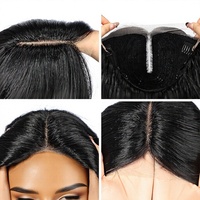 Perruque Lace Front Noire, Facile à Poser pour Débutantes, Partie en T, Sans Colle, Longue, Bouclée, Ondulée, avec Frange, pour Femmes, Cosplay, Usage Quotidien, Chine, 28IN # 1B)