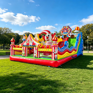 Château gonflable sur le thème du <span class=keywords><strong>cirque</strong></span> avec toboggan, château gonflable commercial en PVC pour les fêtes d'enfants, amusement en plein air - Product Image 3