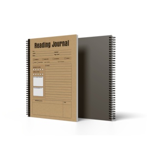 Journal de lecture A5 à reliure spirale marron 100 <span class=keywords><strong>pages</strong></span> vierges style relié avec couverture en papier pour un suivi quotidien critiques réfléchies - Product Image 6