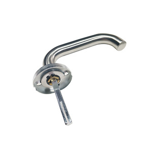 Quincaillerie de style européen poignée de porte à levier tubulaire en acier inoxydable à double courbure avec escutechon cylindrique - Product Image 2