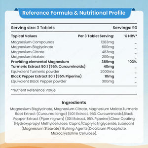 LIFEWORTH Glycinate de Magnésium Curcuma 4-en-1 Compléments alimentaires avec Bisglycinate, Citrate, Malate Comprimés Vegan Soutien du Sommeil - Product Image 3