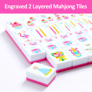 160 Fichas de Mahjong Personalizadas en Capas Rojas, Fichas de Mahjong de Melamina Estilo Americano, Tema de Feliz Cumpleaños, Fiesta de Mahjong - Product Image 5