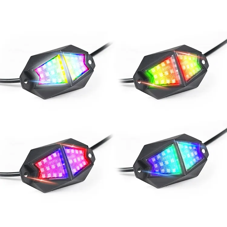 2022 Newest RGB Chasing 210 Degrees Wide Angle pods LED rock light kit by phone app and remote control for Polaris RZR