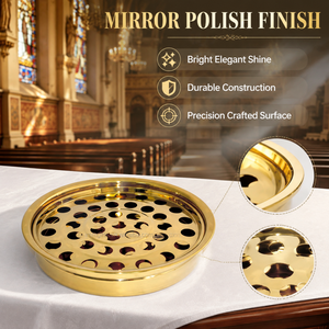 Communion Ware Set <b>Stainless</b> <b>Steel</b> <b>Tray</b> and Disk Gold - Product Image 4