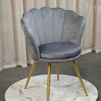 Fauteuil d'appoint design Pétale Lotus Shell avec pieds en métal style Mid-century, rembourré en velours, moderne, pour salon de beauté, bureau à domicile, bar à domicile, salle à manger, parc