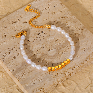 Pulsera de Perlas con Cuentas, Estilo Lujoso y Moderno, Versátil, de Acero Inoxidable, Regalo para Chicas - Product Image 3