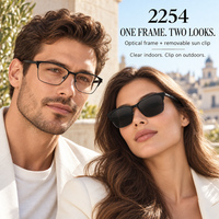 Montures de lunettes en acier inoxydable avec clip solaire et verres TAC pour la vente en gros de lunettes
