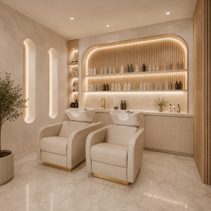 Ensemble de meubles de salon de coiffure sur mesure, comptoir de réception, poste de coiffage, vitrine pour salon - Product Image 6