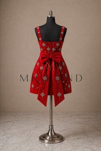 Elegante Vestido de Cóctel para Mujer con Bordado de Cristales, Lazo en la Espalda y Acabado Adornado, Venta al Por Mayor - Product Image 2