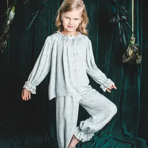 2024 Boetiek Meisjes Katoenen Zijden Pyjama Set Zus Bijpassende Slaapkleding Pak Baby Comfortabele 2 Stuks Homewear Outfits