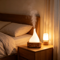 Diffuseur d'arômes ultrasonique pour huiles essentielles, petit humidificateur de bureau à effet bois, machine à parfum pour la maison et la chambre