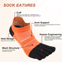 Chaussettes de sport à 5 doigts, chaussettes élite à cinq doigts, antidérapantes, sans couture, chaussettes de course à pied à 5 doigts, chaussettes de cheville