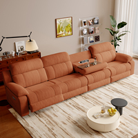 Canapé inclinable électrique 3 places en tissu orange, combinaison zéro mur avec 2 porte-gobelets, mobilier de salon moderne, fournisseur en gros