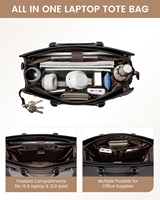 Sac fourre-tout pour ordinateur portable LOVEVOOK 15,6 pouces, sac de travail de bureau, mallette professionnelle, sac à main pour ordinateur, sac à bandoulière en cuir PU pour femmes