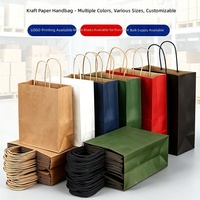 Sac en papier kraft épais personnalisé avec poignées, pour pâtisseries, thé au lait, emballage à emporter, sac cadeau
