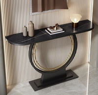 Table de console murale semi-circulaire de luxe en pierre pour hall d'entrée, style chinois minimaliste, nouvelle collection