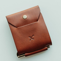 Dompet Set Kulit Sapi Retro Modis Vintage Custom Fashion dengan Kancing Lipat, Kantong Penyimpanan Tebal, Ukuran Unisex