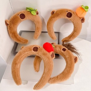Women's Capibara Headband Autumn Winter Fashion Maillard <strong>Hair</strong> Accessories for Kids Cartoon Plush New Fashion <strong>Hair</strong> <strong>Clasp</strong> - Product Image 2