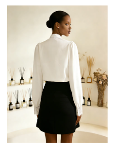 Unique Three-Dimensional Lace Chinese White <b>Long</b> <b>Sleeve</b> Collared <b>Shirt</b> <b>Dress</b> for Women - Product Image 6