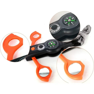 7in1 ngoài trời đa chức năng Survival kit Cắm Trại Đi Bộ Đường Dài còi đèn Pin la bàn nhiệt kế phản xạ kính lúp - Product Image 6