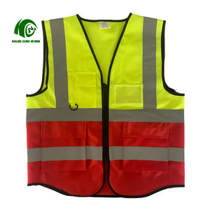 Harga pabrik rompi keselamatan reflektif visibilitas tinggi pakaian reflektif ritsleting Multi saku rompi reflektif - Product Image 2