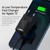 Chargeur USB C Baseus 20W Chargeur Portable Type C Support PD Charge Rapide Pour iPhone 15 14 13 12 11 Pro Max 8 Plus Chargeur Rapide