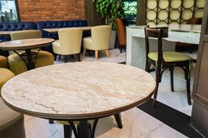 <b>White</b> Marble <b>Table</b> Top with Grey Wood Edge <b>Round</b> Design Modern Industrial Style for Restaurant Hotel & Outdoor Use - Product Image 6